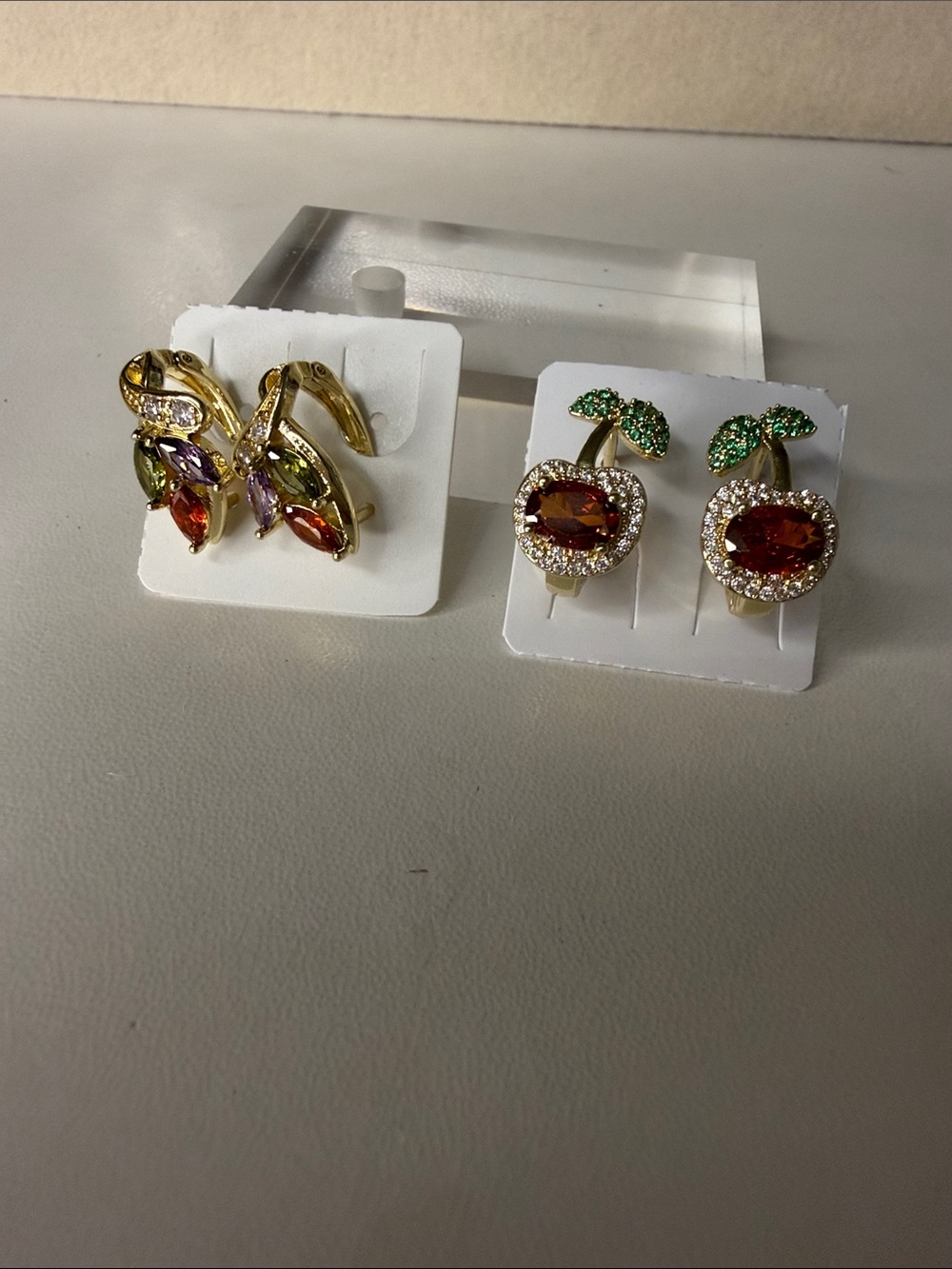 Bundle!  Gold filled Crystal Earrings with Green Accents